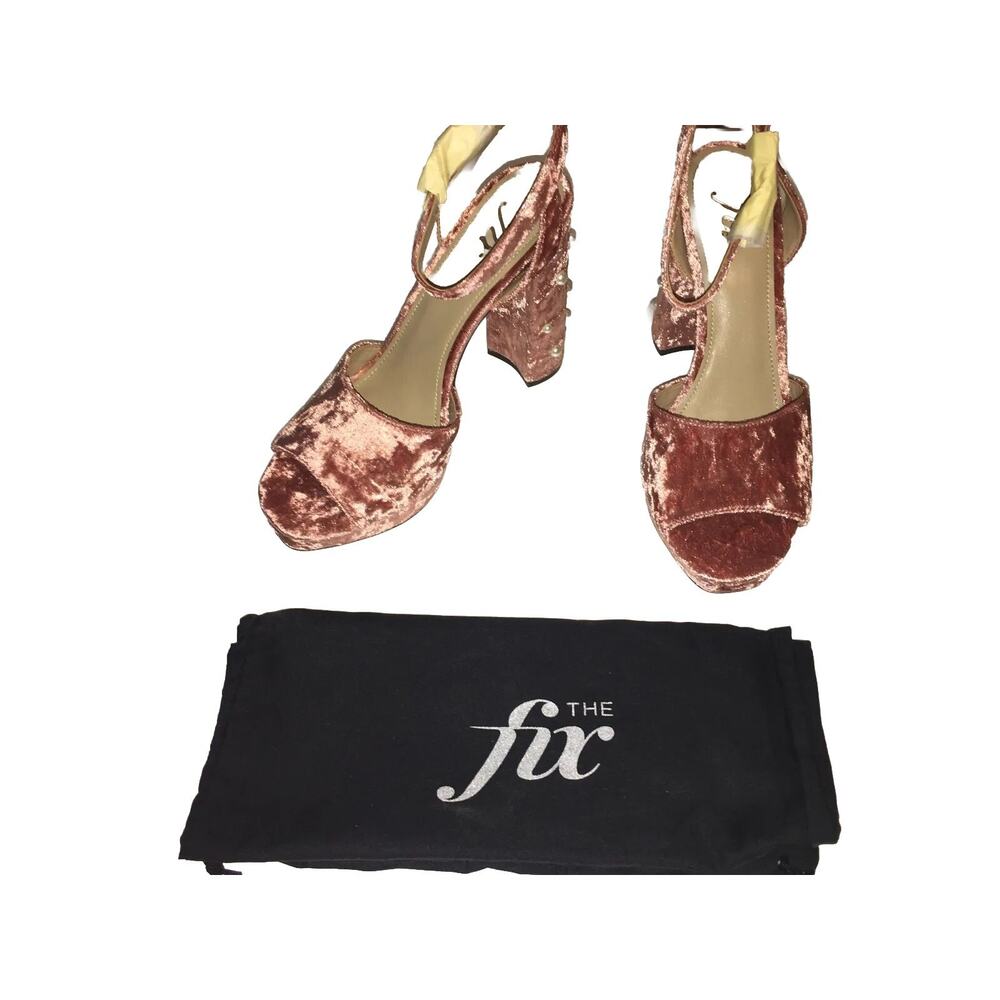 The Fix Women's Genevieve Platform Sandal with Pearl Embellished Heel Size 8M
